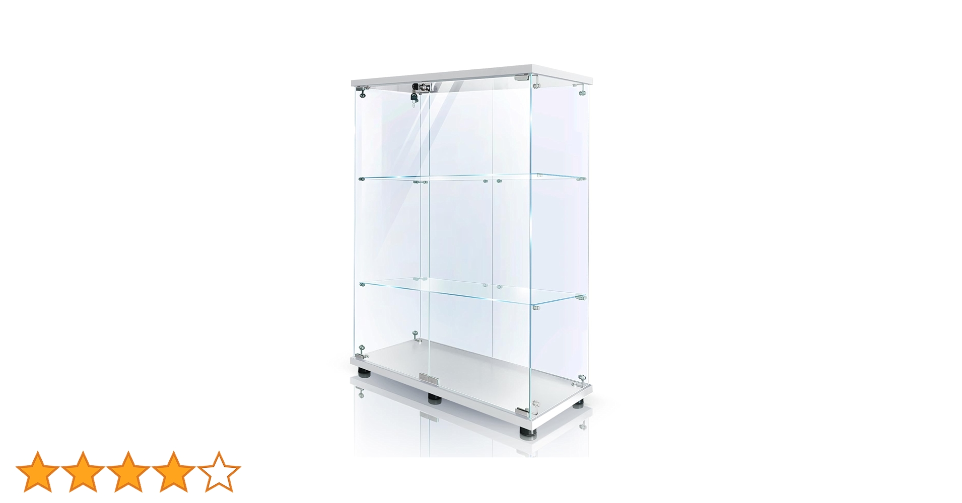 ホワイト ガラスケース 3段棚付2台 C/D:96049] ガラスコレクションケース3段 ｜ ORDERING SHOP